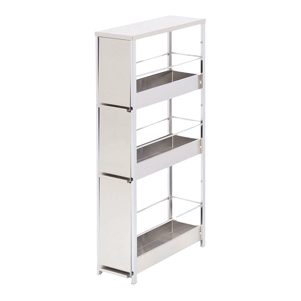 隙間引き出しステンレスラック（幅16cm）ロータイプ