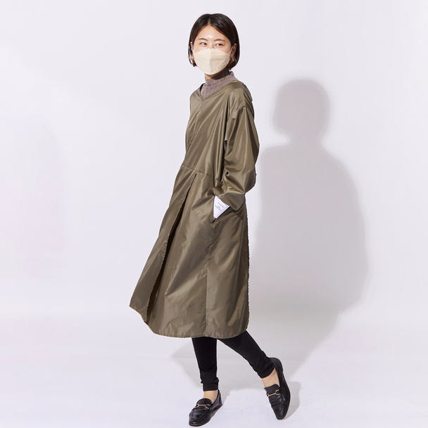 ValleyMODE 長袖スリットエプロンドレス（プラスサイズ）カーキ 1