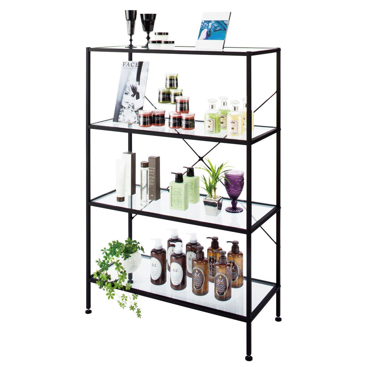 スリムガラスラック 5段＜ブラック＞の通販・卸売り | アイラッシュ