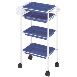 クラシック風 キャスタートレー ワゴン 青色 クラシック風 キャスター