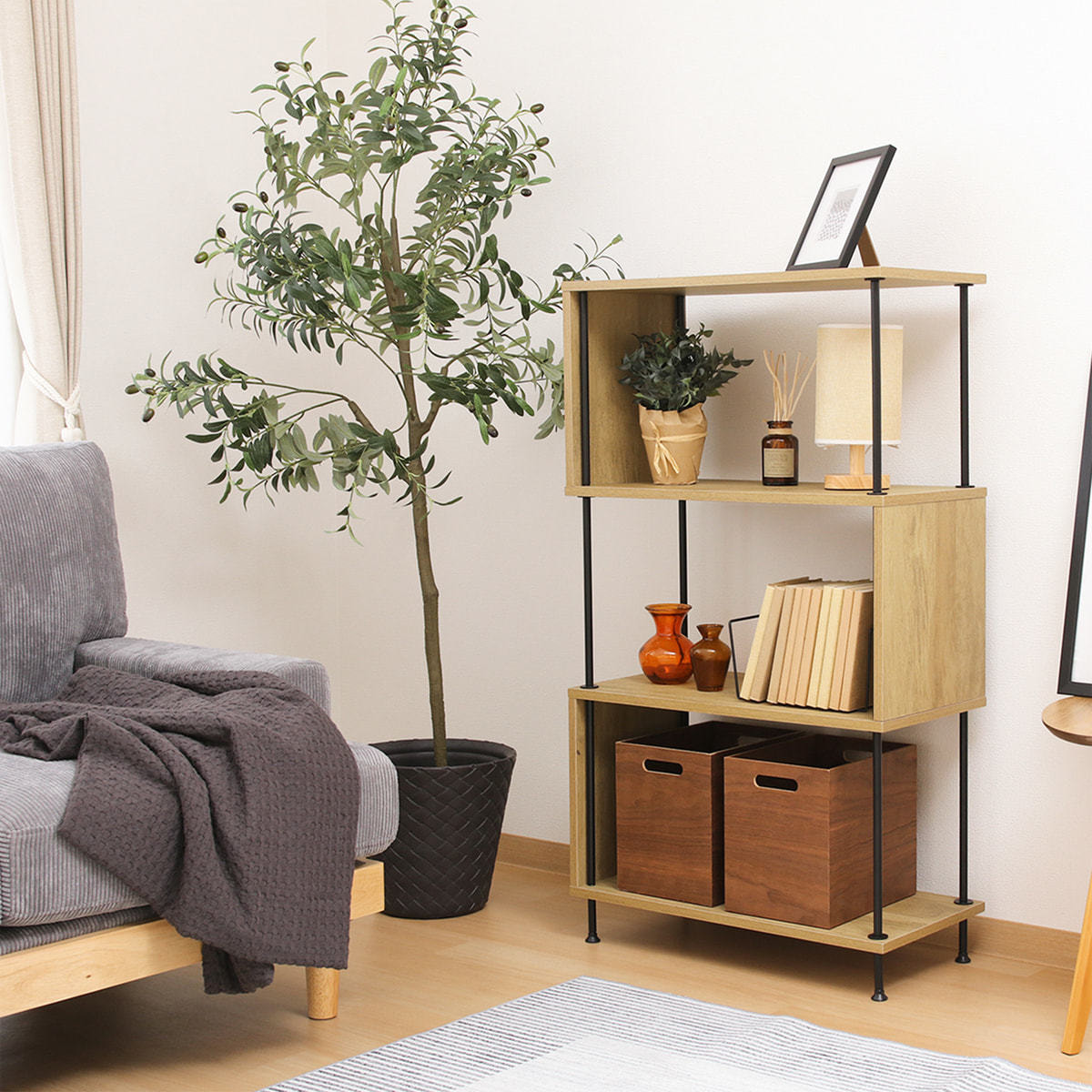 EZBOツイストロック S型ディスプレイラック4段 OAK（71877)の通販