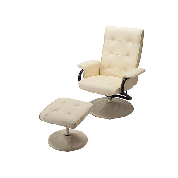 【アウトレット】ラウンジチェア（オットマン付）BT-7222（アイボリー）