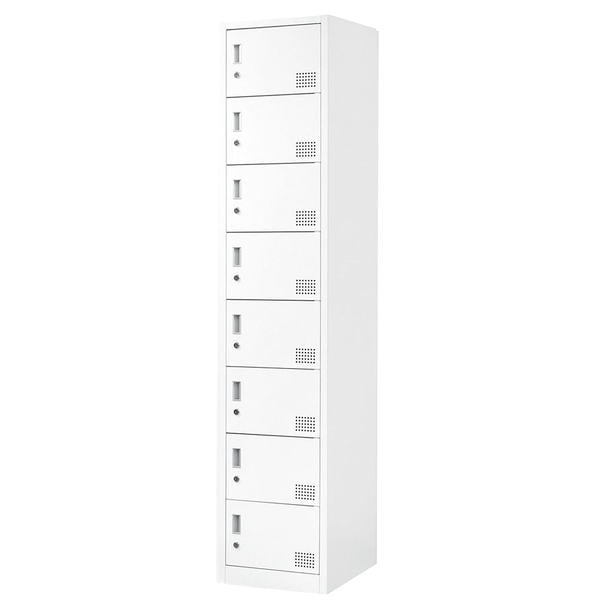 ホワイトシリンダー錠 スチールロッカー〈8人用〉 1