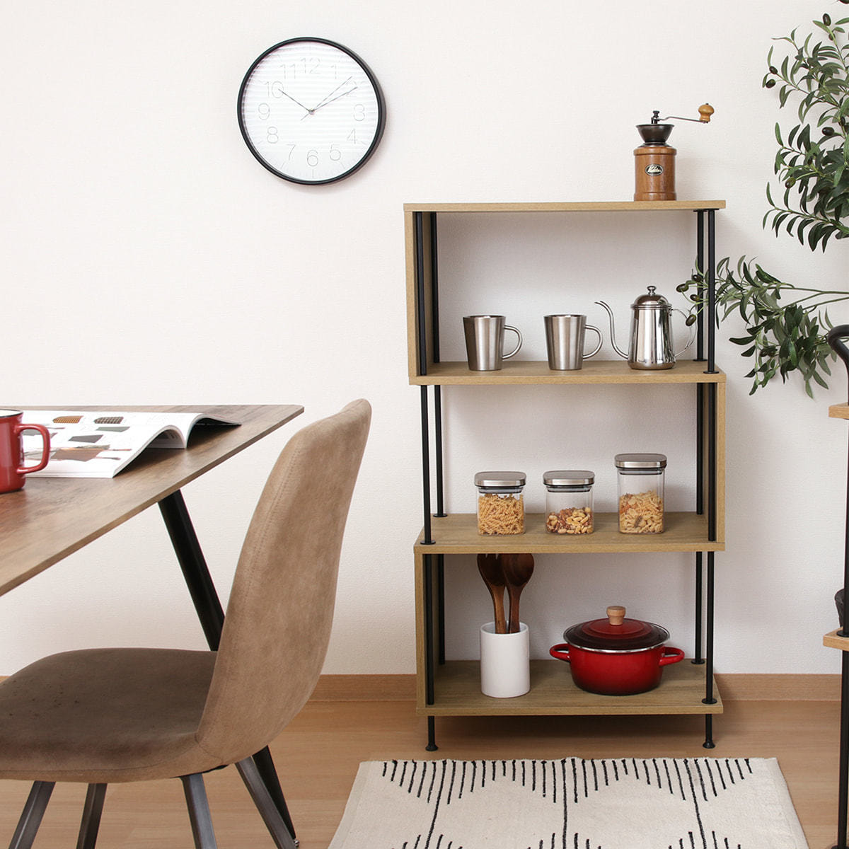 EZBOツイストロック S型ディスプレイラック4段 OAK（71877)の通販