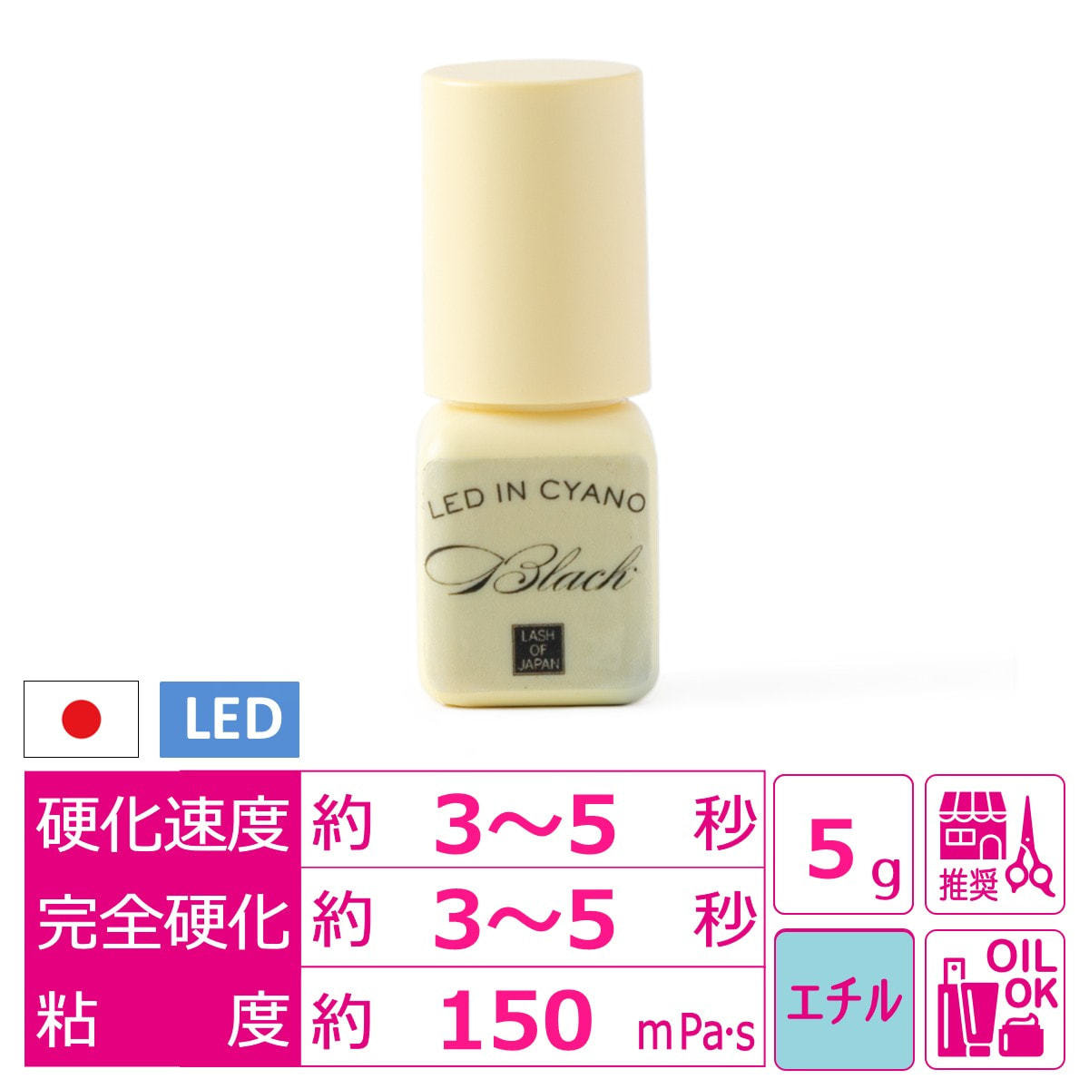 LASH OF JAPAN】LED インシアノグルーBLACK 5mlの通販・卸売り | アイ
