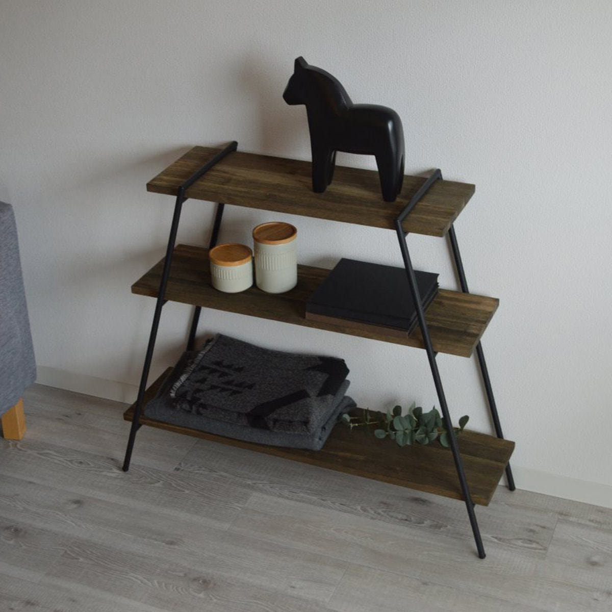 IRiEページ　アイアンレッグ　3脚 アイアンレッグラック 3段 ダークブラウン（ILR3-DB）の通販