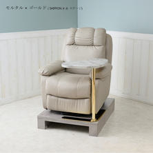【アウトレット】ソファーにフィットＶ型サイドテーブル(選べる天板2色&times;ゴールド脚) 