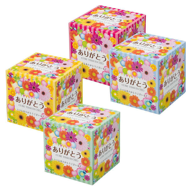 ノベルティ「ありがとう」キューブティッシュ 100個入り 1