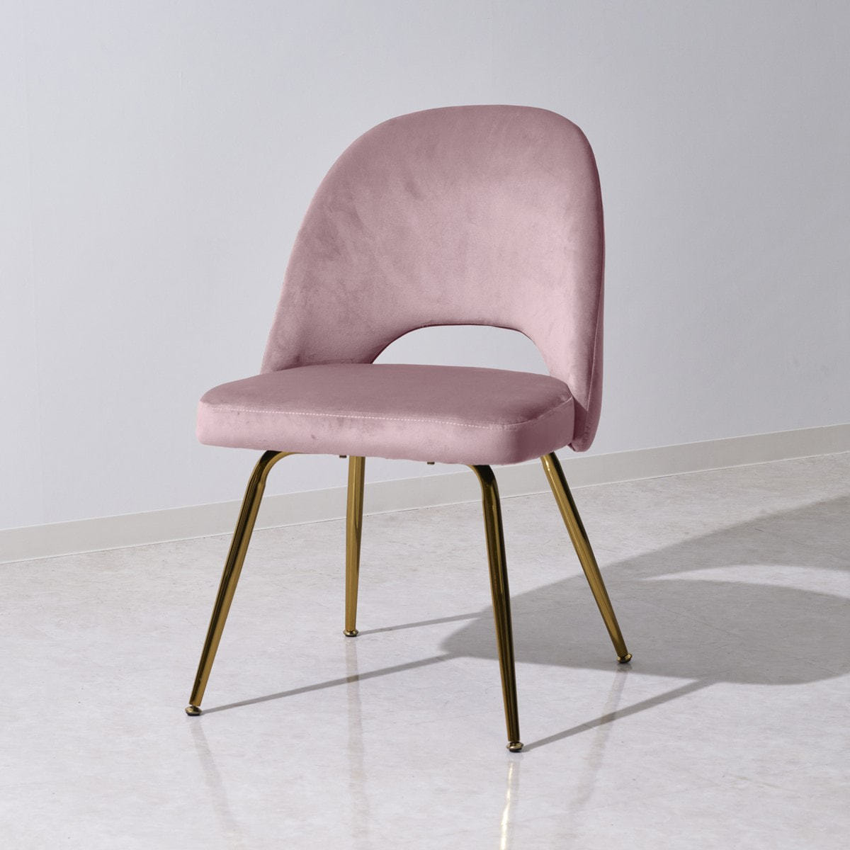 ベロア チェアー 椅子 ピンク - ソファ/ソファベッド