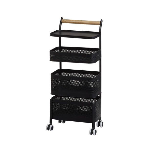 回転バスケットミニワゴン＜ピコ＞ ブラック 1