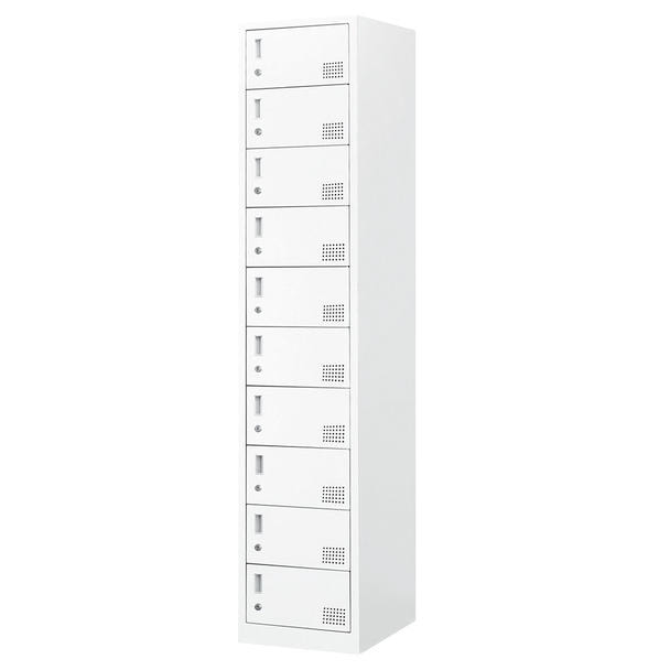 ホワイトシリンダー錠 スチールロッカー〈10人用〉 1