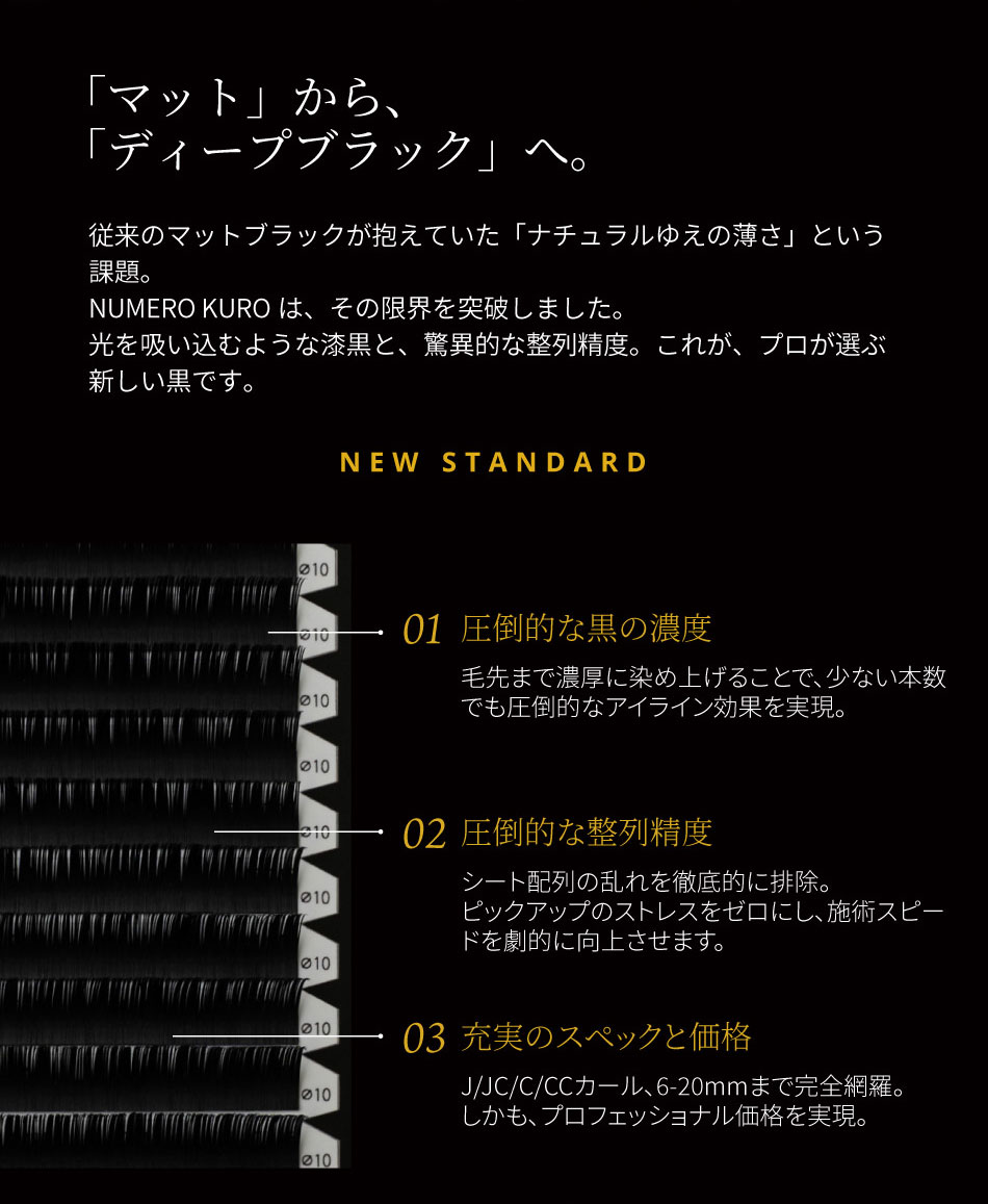 フラットラッシュ 1列＜KURO＞[Jカール太さ0.10長さ16mm]の通販